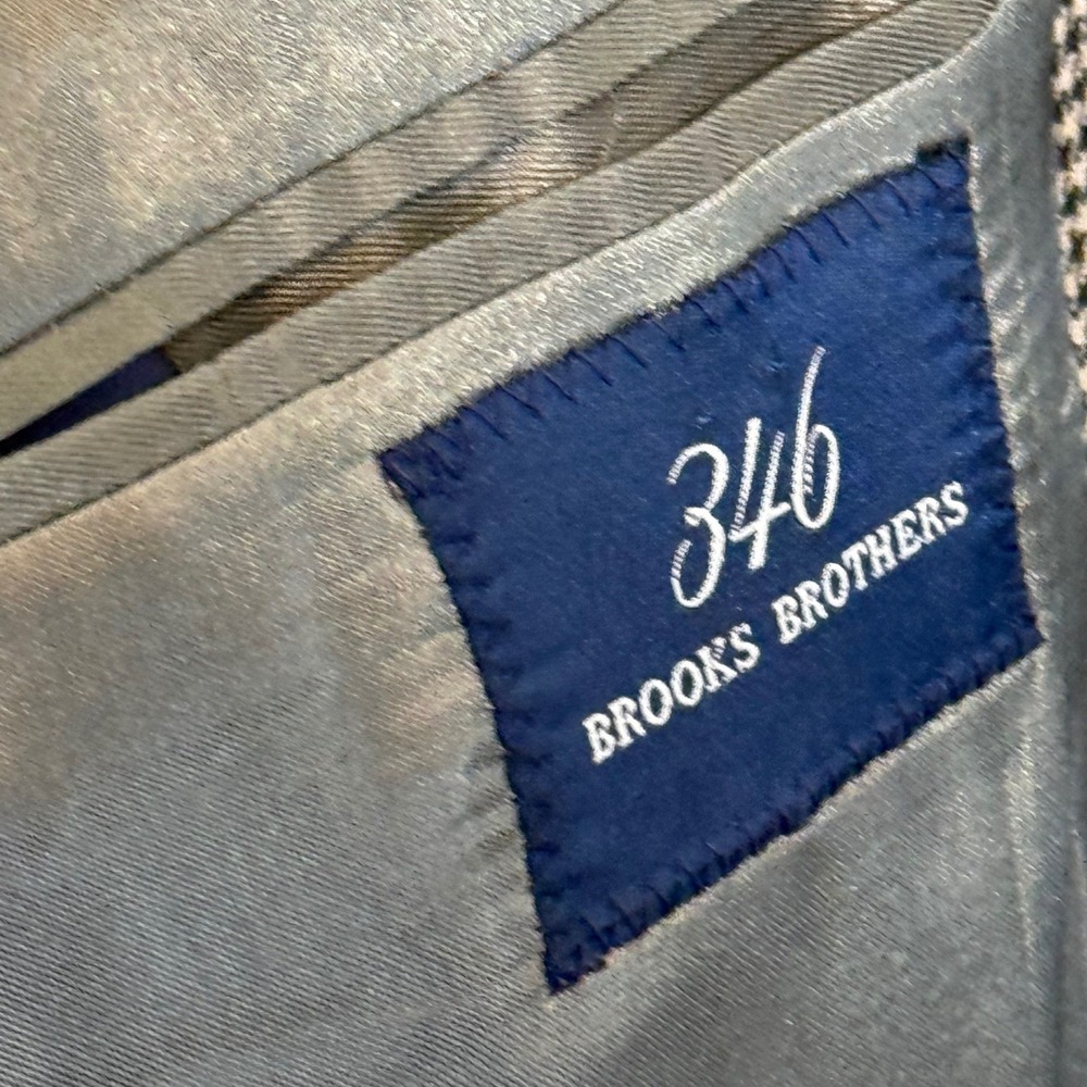 Brooks Brothers 346 Blazer Mens 42L Brown Houndstooth Wool Cashmere Heritage Ivy - Picture 4 of 6